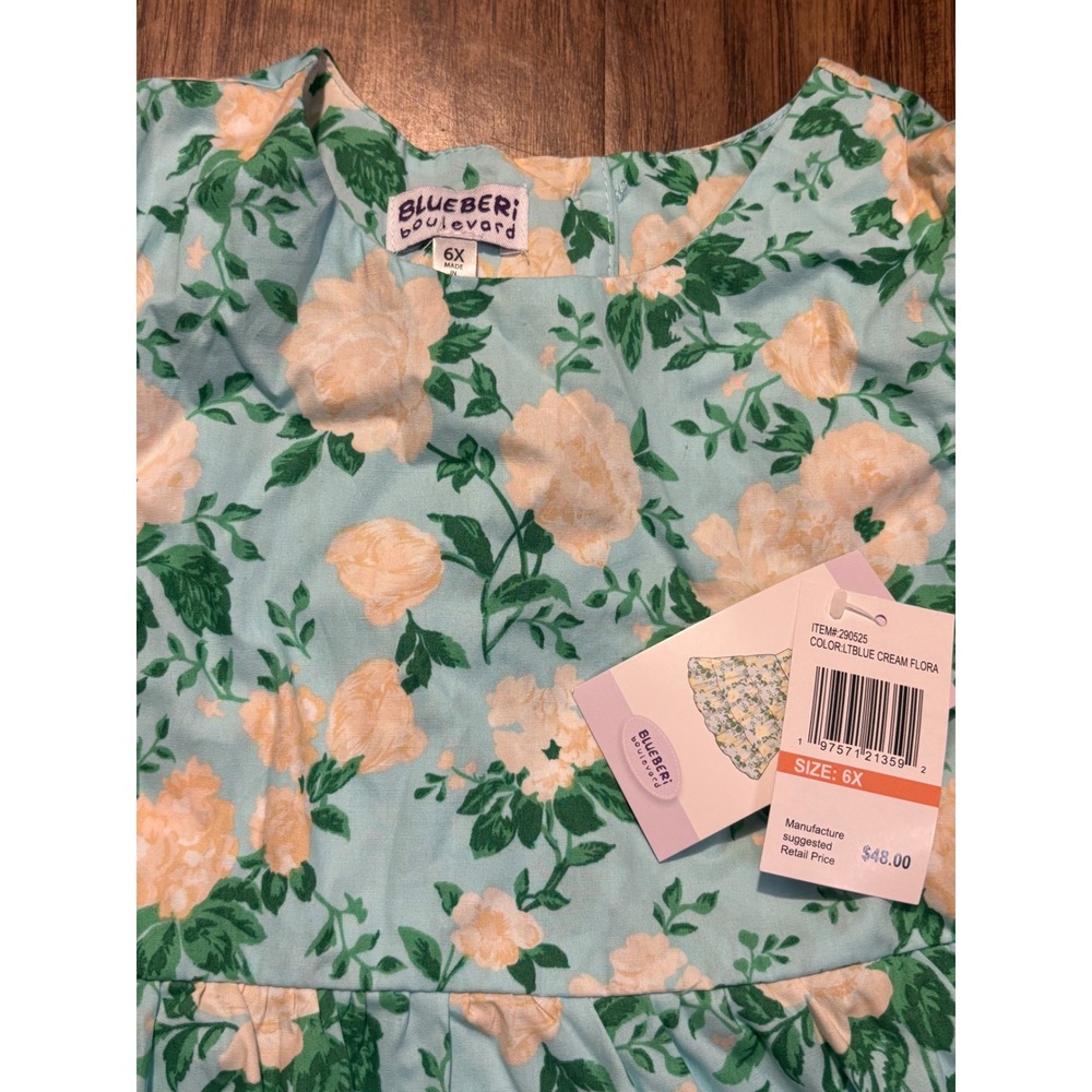 Blueberi Boulevard Girls Blue Floral Tiered Cotton Dress 6X NWT Spring easter - Picture 4 of 6